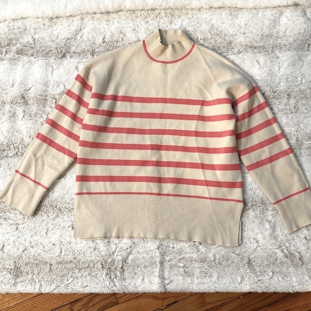 Tahari Striped Mock Turtleneck Sweater Medium